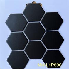 Gạch Mosaic Lục Giác To Màu Đen-  Gạch Mosaic Ốp Tường