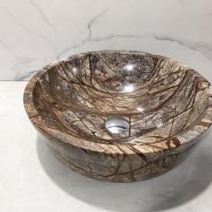 LAVABO ĐÁ CẨM THẠCH TRÒN DÀY RAIN FOREST BST73