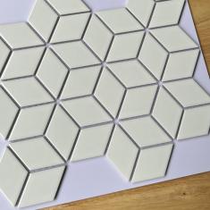 Gạch Mosaic Kim Cương Lập Phương Trắng Bóng- Gạch Mosaic Trang Trí 