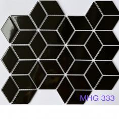 Gạch Mosaic Kim Cương Lập Phương Màu Đen Bóng